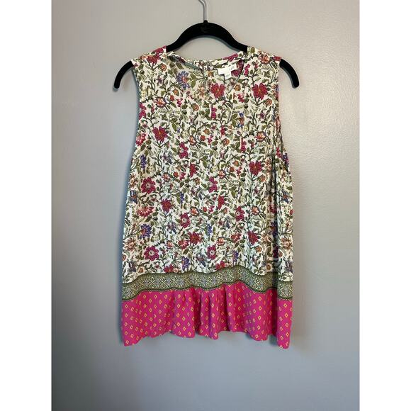 J.Jill Tops - J. Jill Medium top pink floral pullover blouse womens tank geometric sleeveless